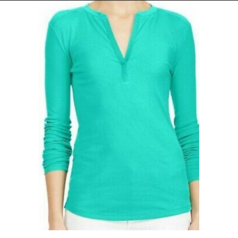NWT RALPH LAUREN TROPIC TURQUOISE SPLIT NECK TOP